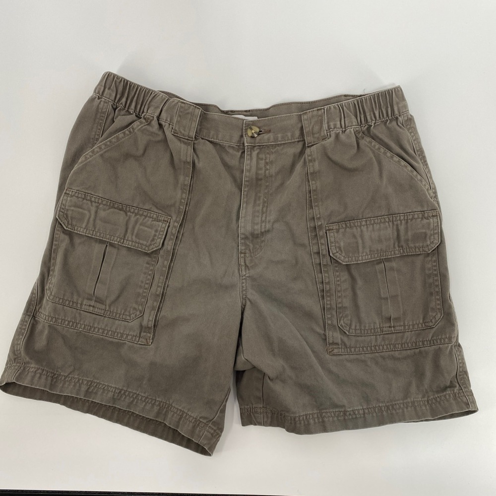 Croft Barrow Cargo Shorts Mens Tag 38 Fits 36 Brown Elastic Waist Utility Hiking